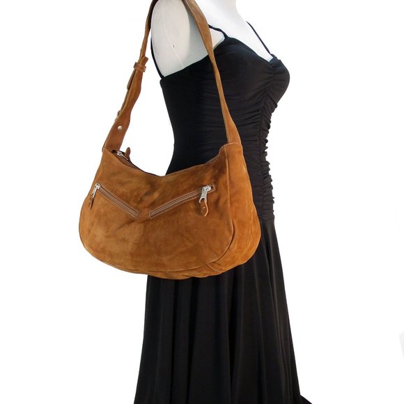 IL BISONTE Wanni Di Filippo Large Suede Hobo Shoulder Bag + Authenticity Card - Picture 11 of 13
